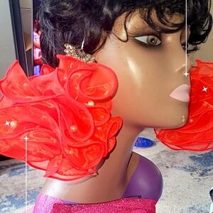 Elegant Red Floral Earrings